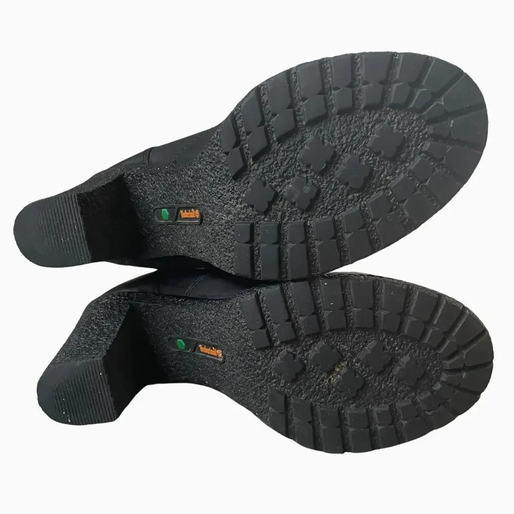 Rare Timberland Glancy Boots 7 Black Leather | Heel Lace Up Combat, Discontinued - Picture 12 of 15